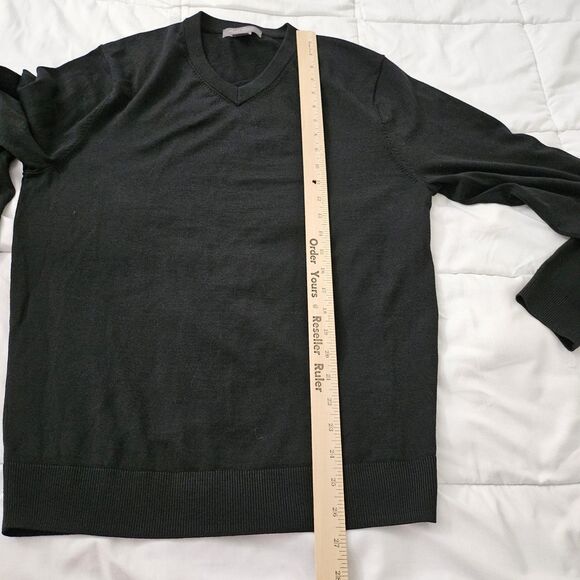 Daniel Cremieux Sweater Men Medium Black Extra Fine Merino Wool V-Neck Pullover - Picture 7 of 8